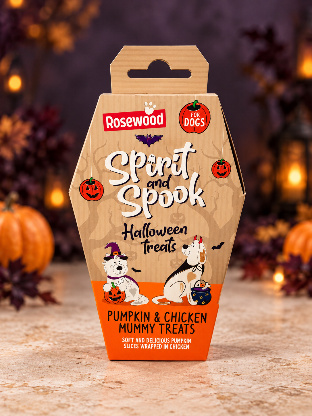 Spirit & Spook Pumpkin & Chicken Mummy Halloween Dog Treats – 80g
