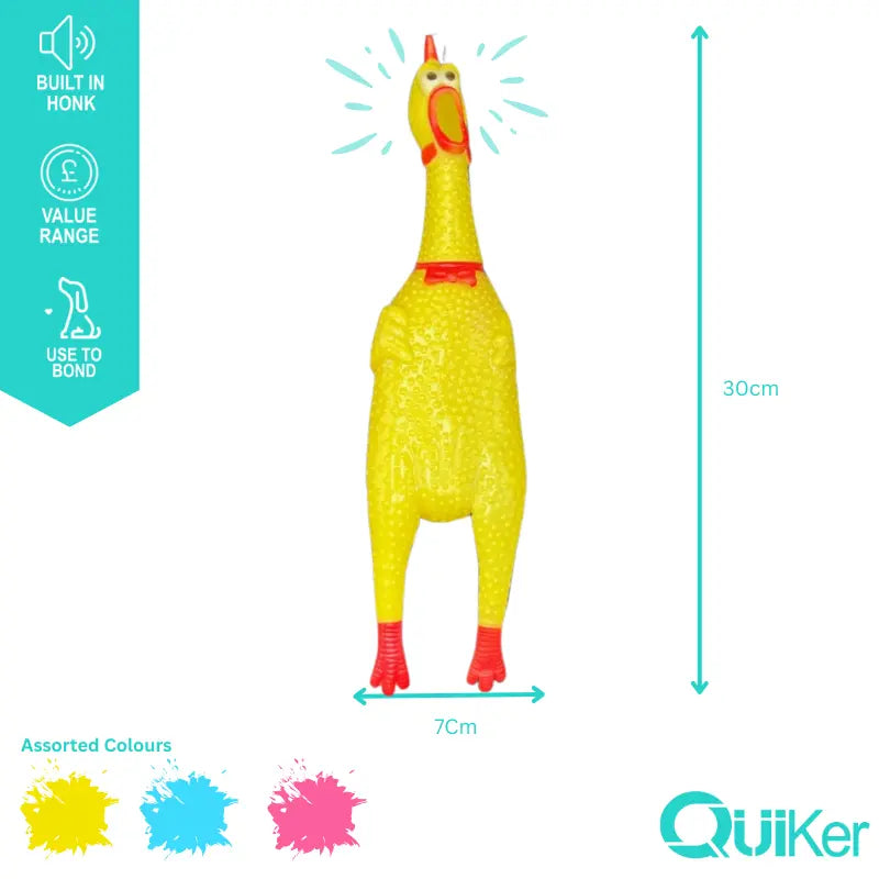 Honking Vinyl Chicken Dog Toy – Bright, Squeaky, Fun (30cm)