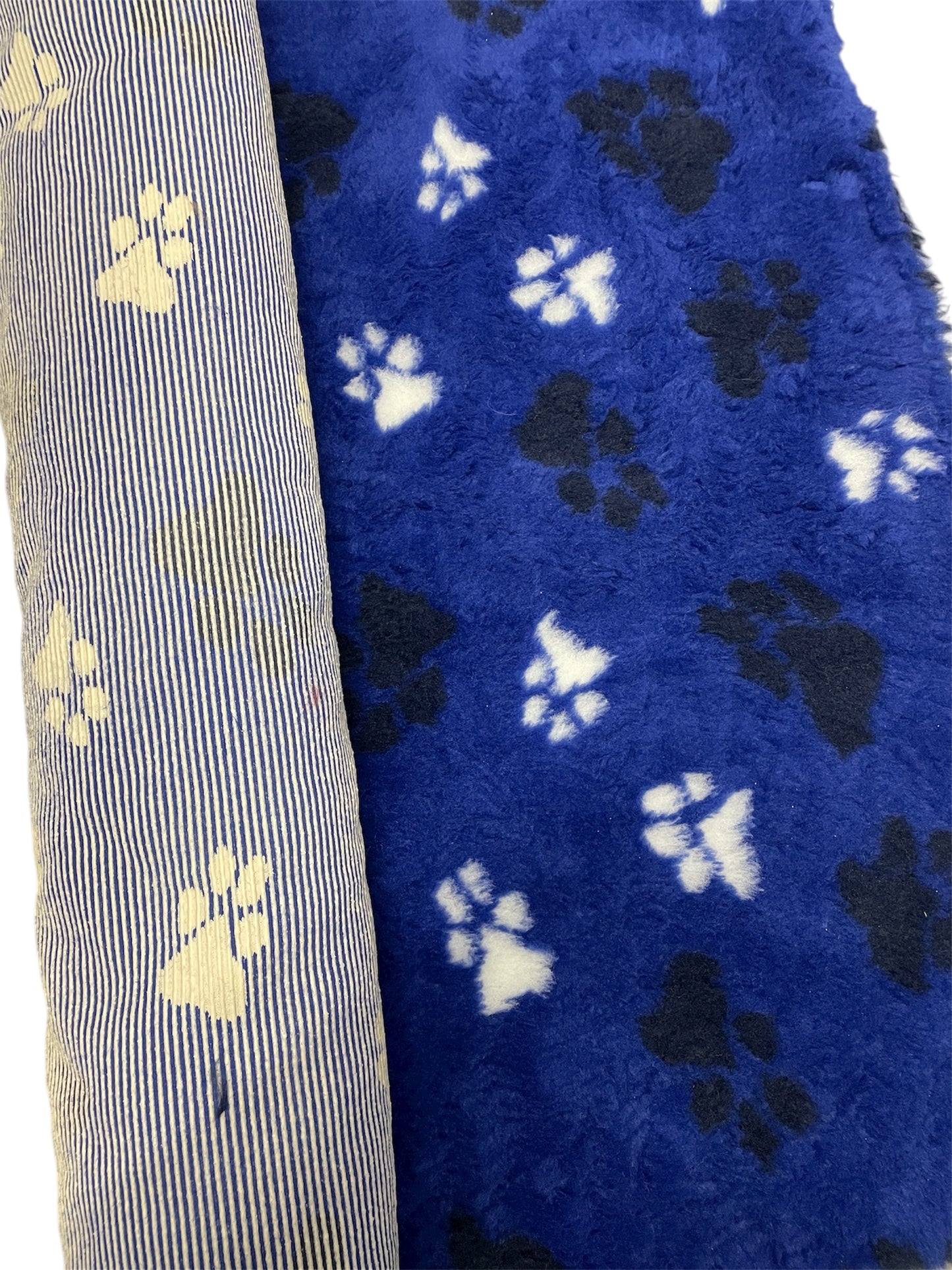 Dark Blue with Black & White Paw Print Design Premium Non Slip Vet Bedding