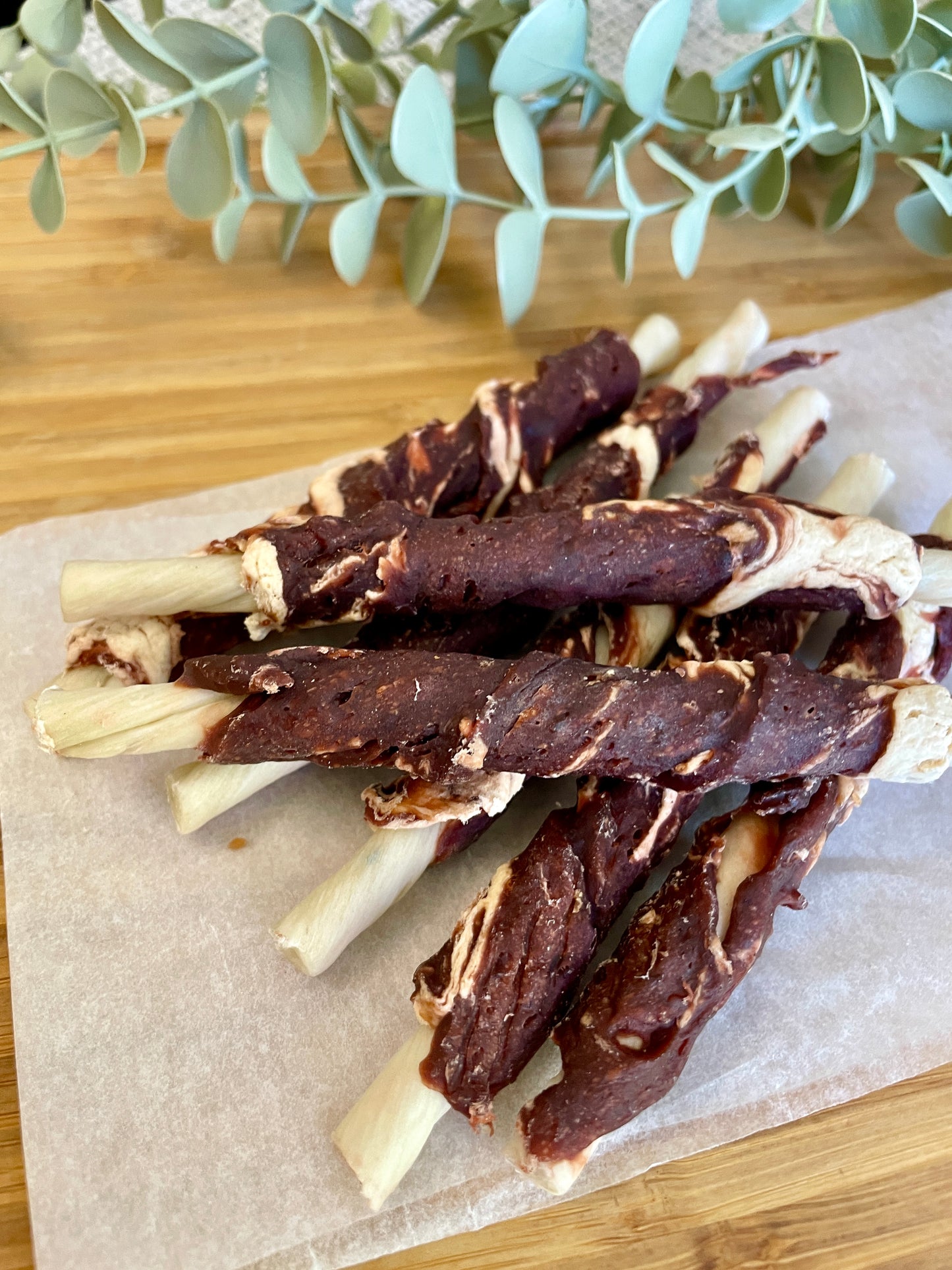 Beef & Cod Wrapped Rawhide Dog Sticks (Pack of 10)