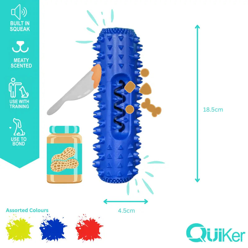 Smoked Meat Scented Baton Dog Toy, Squeaker & Treat Paste-Friendly Design