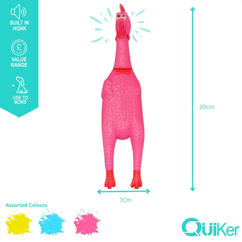 Honking Vinyl Chicken Dog Toy – Bright, Squeaky, Fun (30cm)