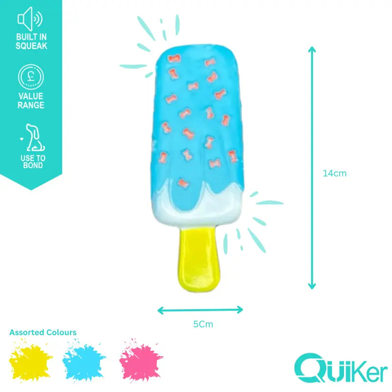 Squeaky Ice Lolly Dog Toy – Colourful Vinyl Toy for Small to Medium Dogs