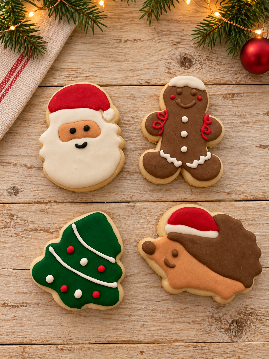 Festive Family Christmas Iced Dog Biscuits – Set of 4