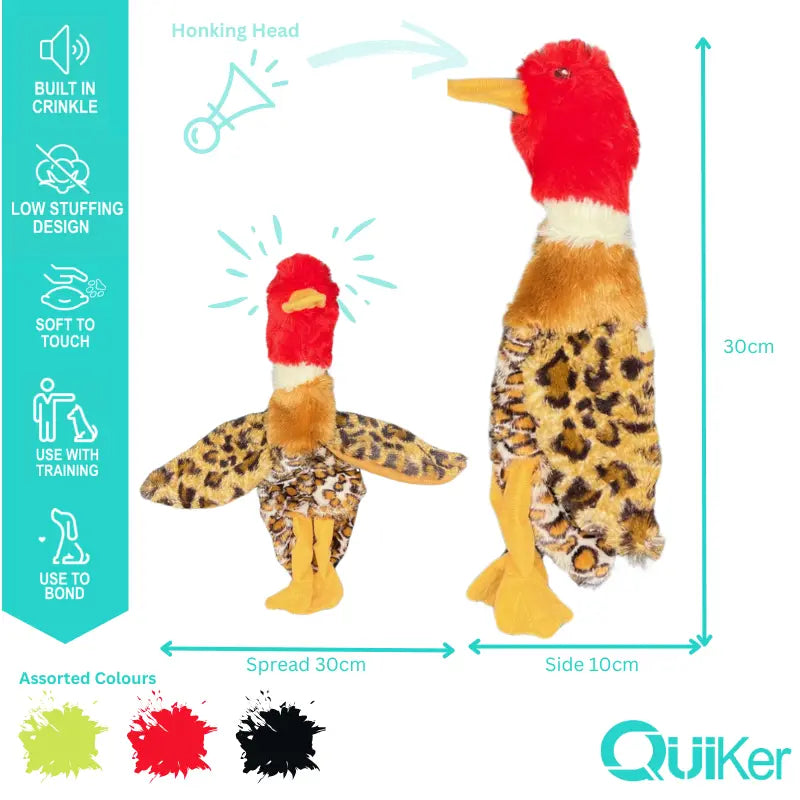 Unstuffed Crinkle Duck Dog Toy – Honking, Plush & Cuddly (30cm)