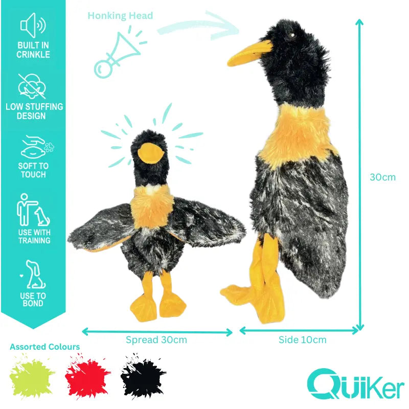 Unstuffed Crinkle Duck Dog Toy – Honking, Plush & Cuddly (30cm)