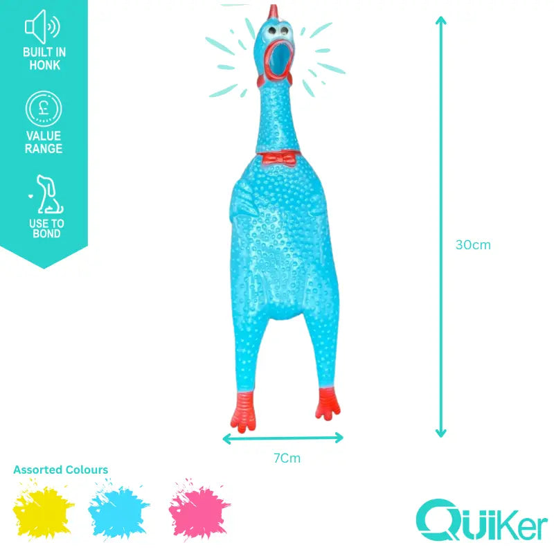 Honking Vinyl Chicken Dog Toy – Bright, Squeaky, Fun (30cm)