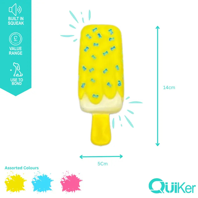 Squeaky Ice Lolly Dog Toy – Colourful Vinyl Toy for Small to Medium Dogs