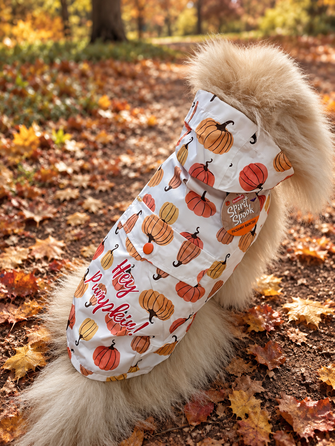 Spirit & Spook Pumpkin Print Packaway Raincoat