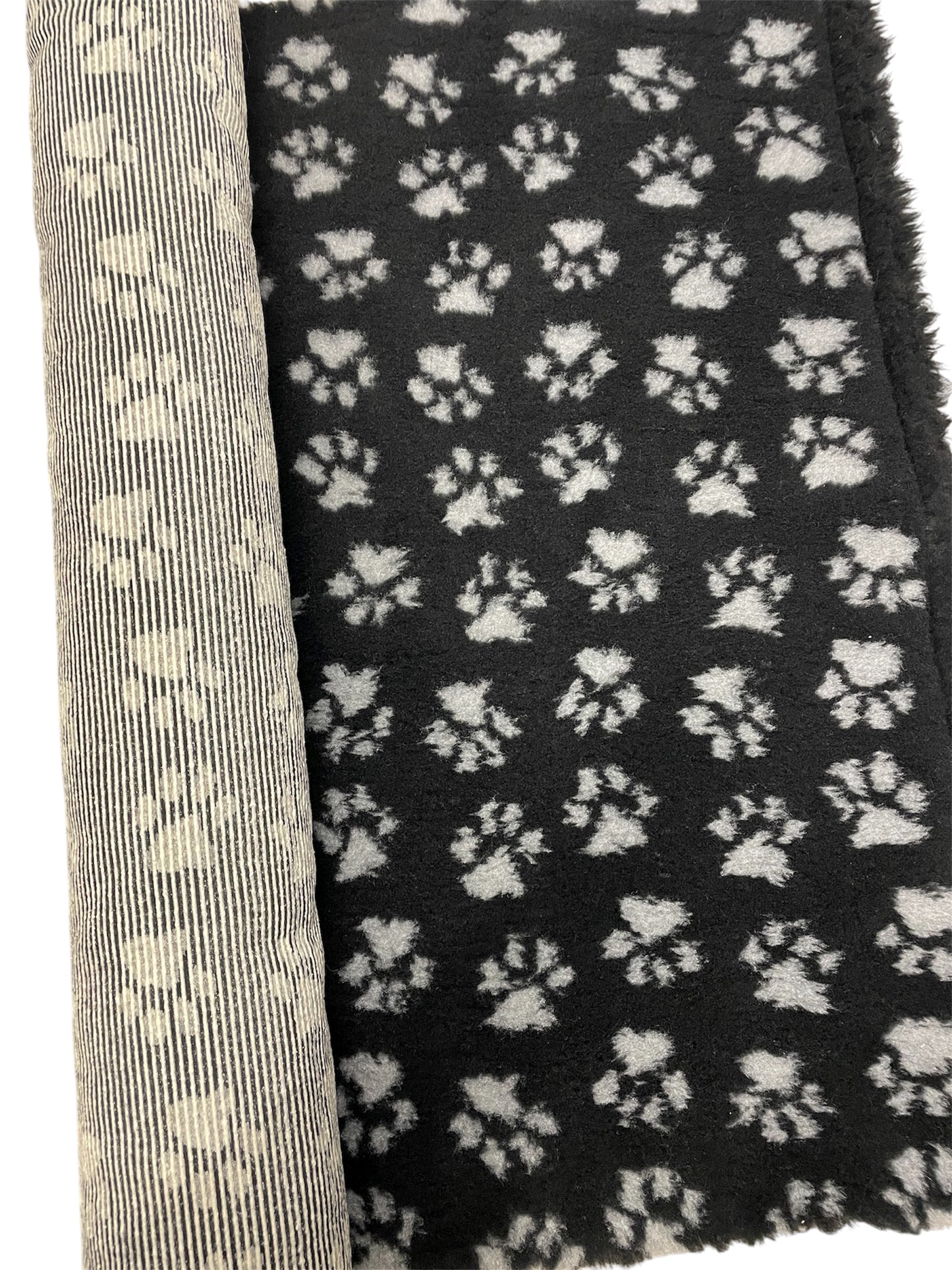 Black with Grey Paw Print Design Premium Non Slip Vet Bedding