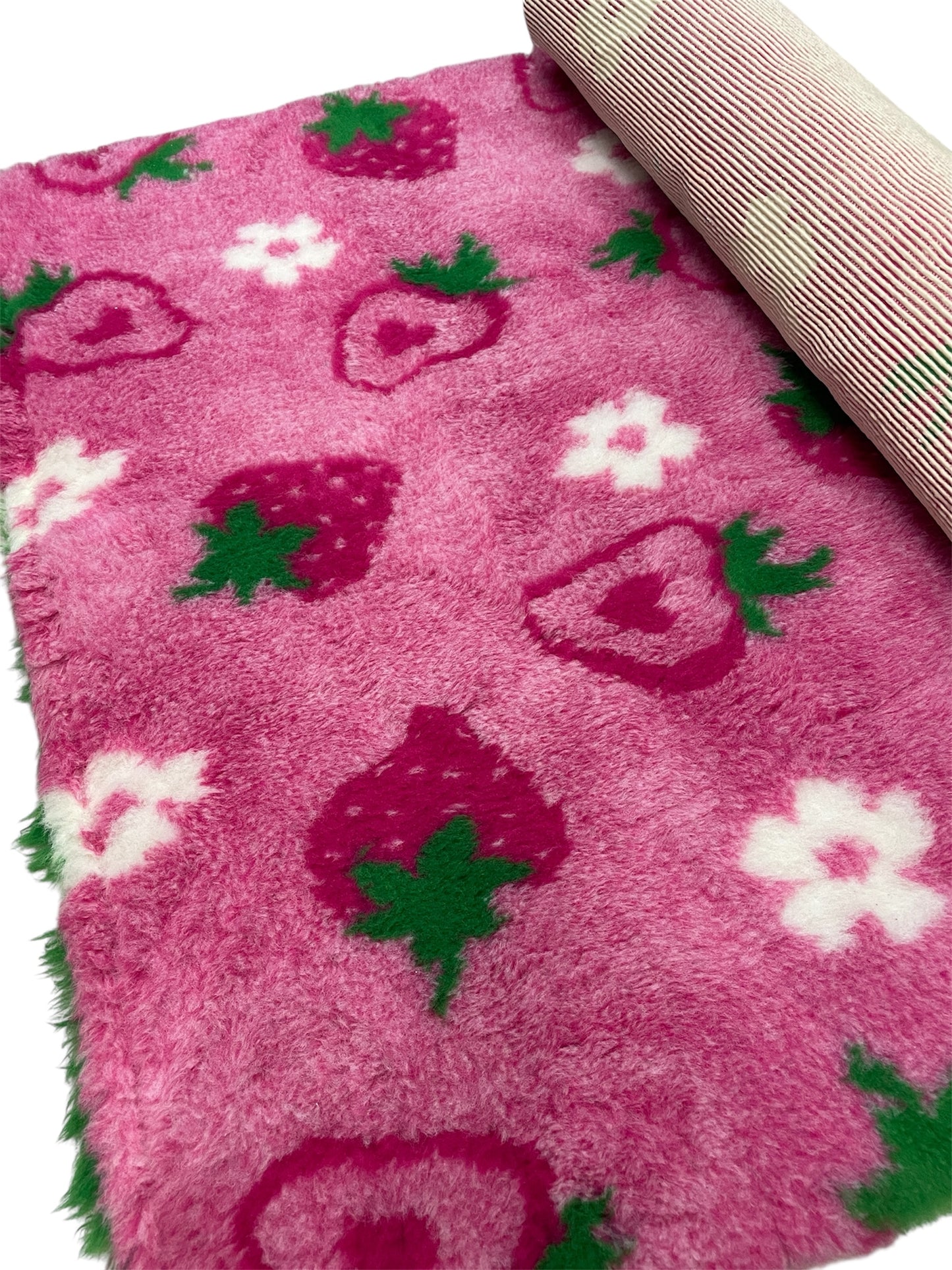 Pink strawberry design vet bedding roll for dogs and puppies