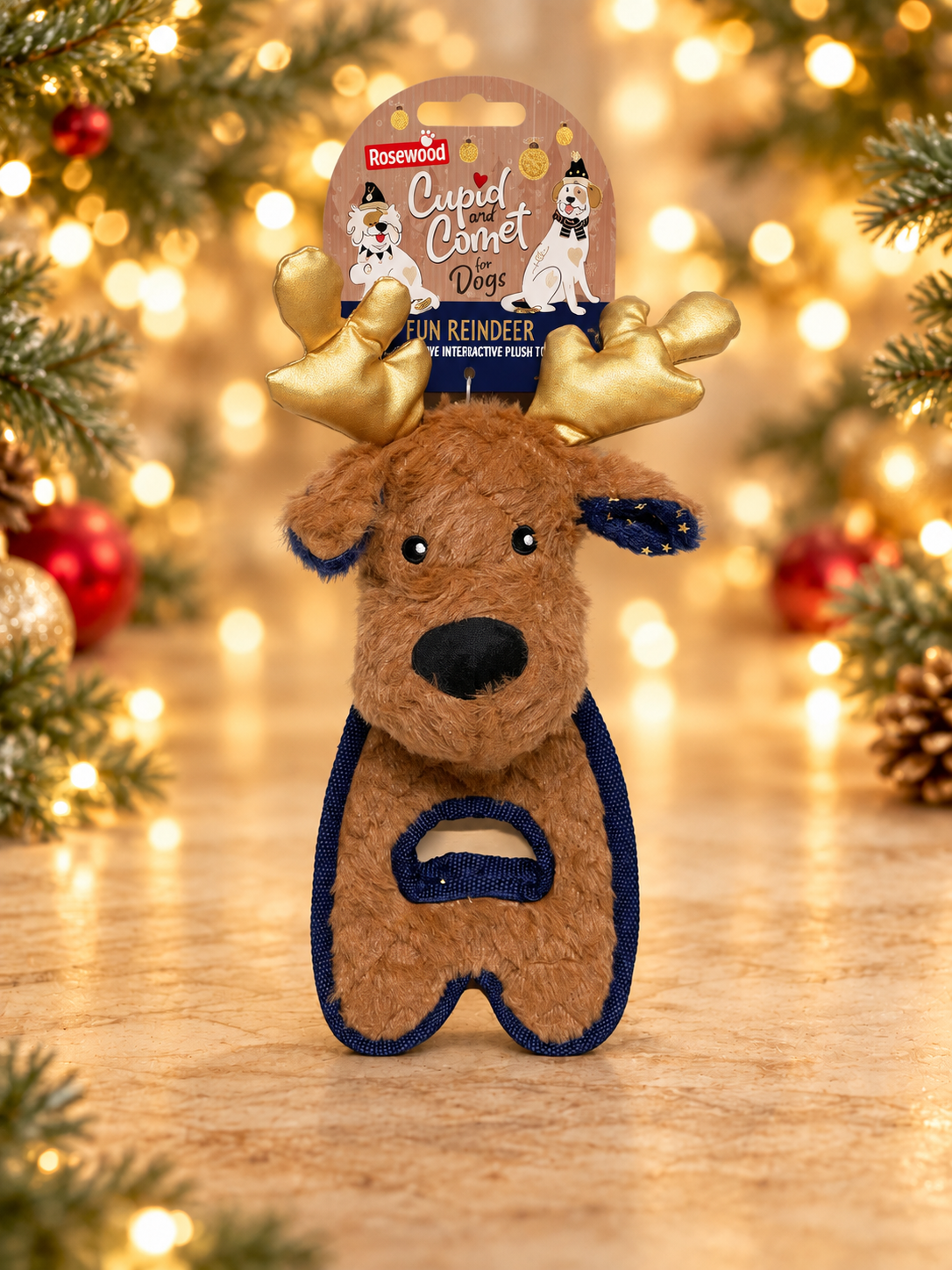 Cupid & Comet Ren Reindeer Interactive Tug Dog Toy