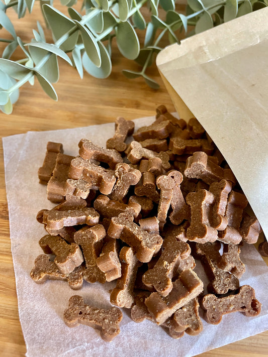 Soft Chicken Mini Bones for Dogs – Chewy Training Treats for Puppies & Small Dogs 100g
