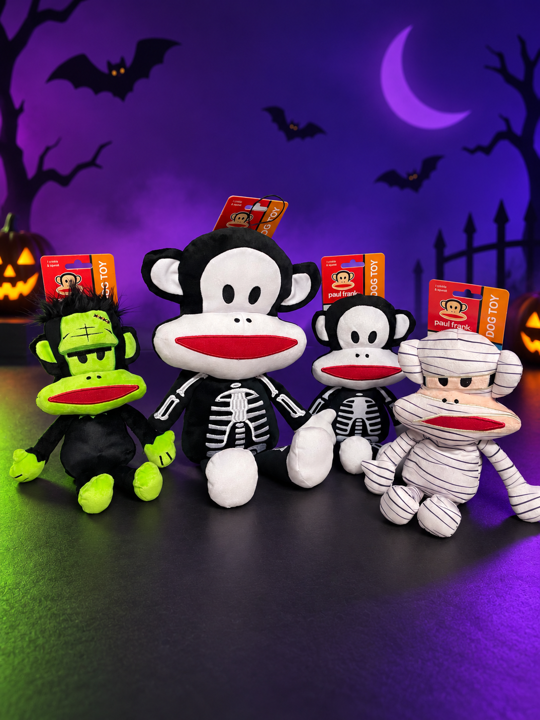 Paul Frank Julius the Monkey Halloween Dog Toy – Squeaky & Crinkly Plush