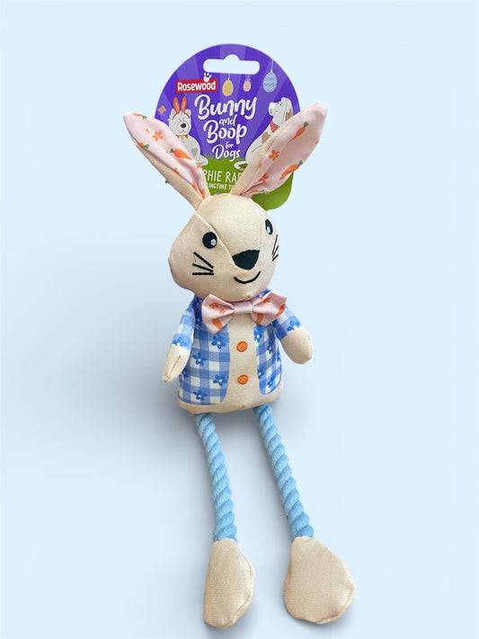 Ralphie Rabbit Easter Toy Crinkle Squeaker & Rope