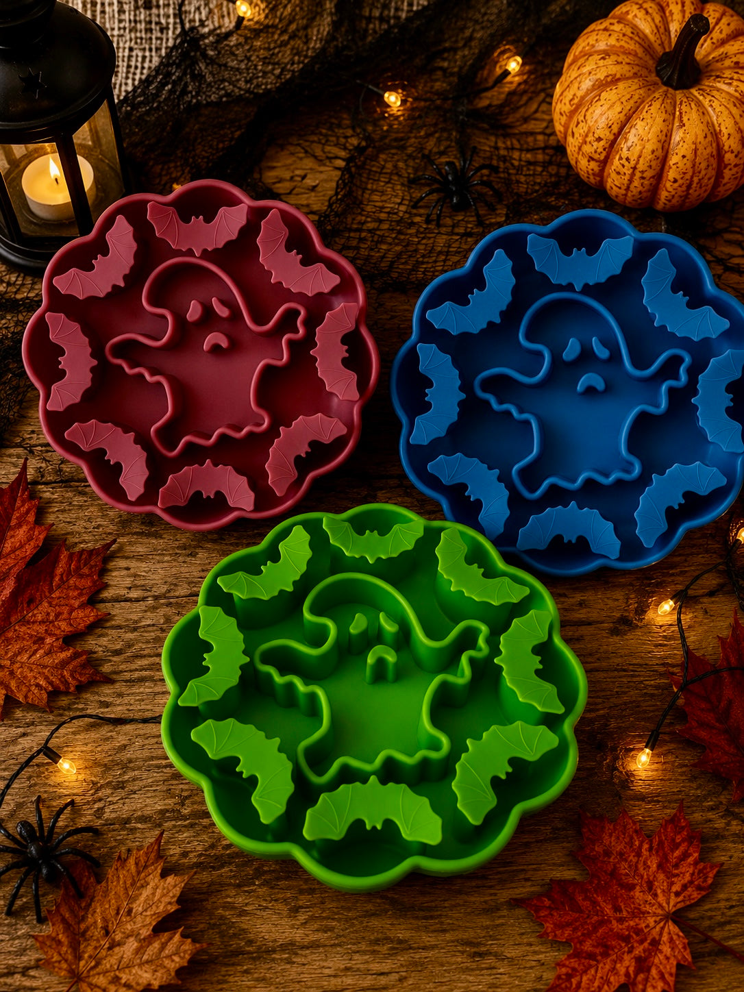 Halloween Spooky Ghost & Bat Enrichment Feeder with Suction Base – 3 Colours