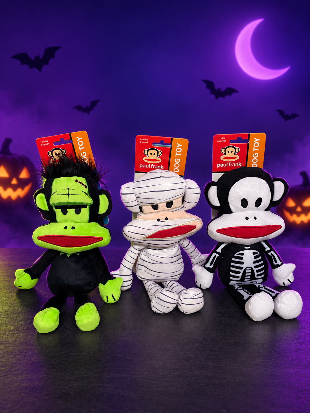 Paul Frank Julius the Monkey Halloween Dog Toy – Squeaky & Crinkly Plush