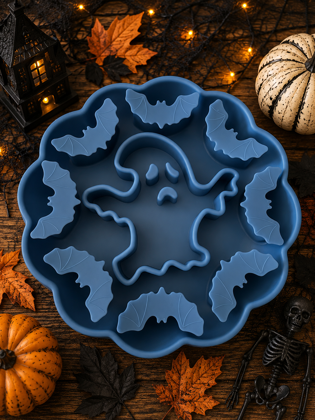 Halloween Spooky Ghost & Bat Enrichment Feeder with Suction Base – 3 Colours