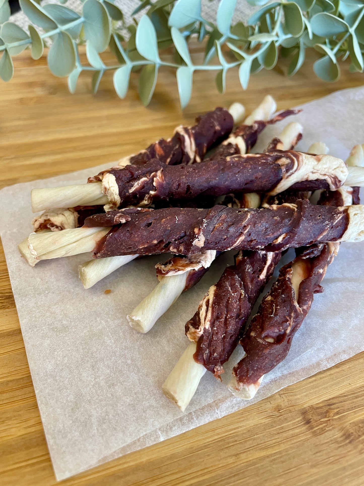 Rabbit & Cod Wrapped Rawhide Sticks (Pack of 10)