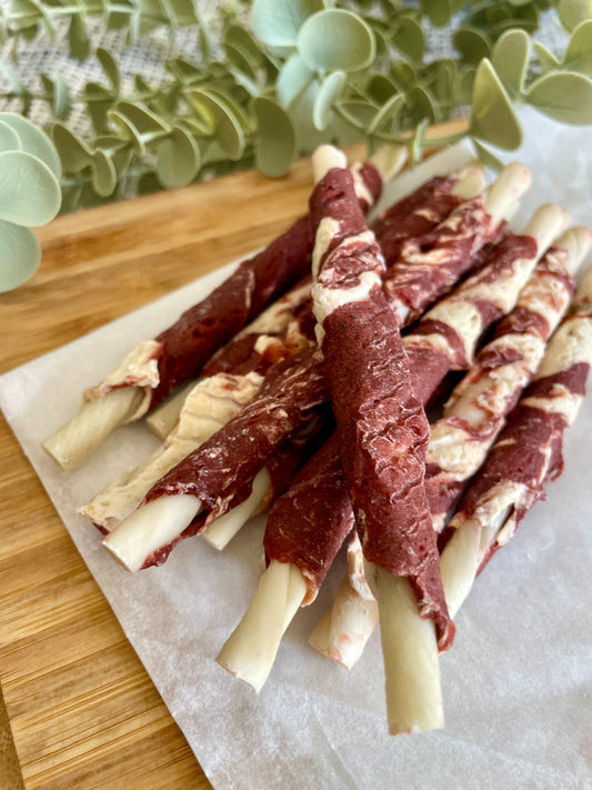 Lamb & Cod Wrapped Rawhide Dog Sticks (Pack of 10)
