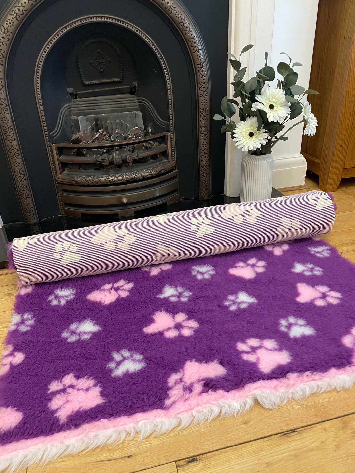 Purple Paw Print Premium Non Slip Vet Bedding