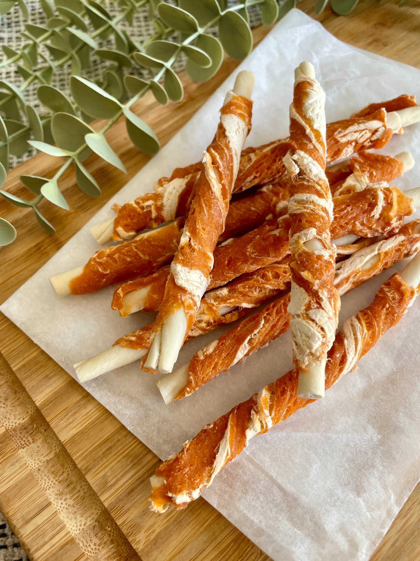 Salmon & Cod Wrapped Rawhide Dog Sticks (Pack of 10)