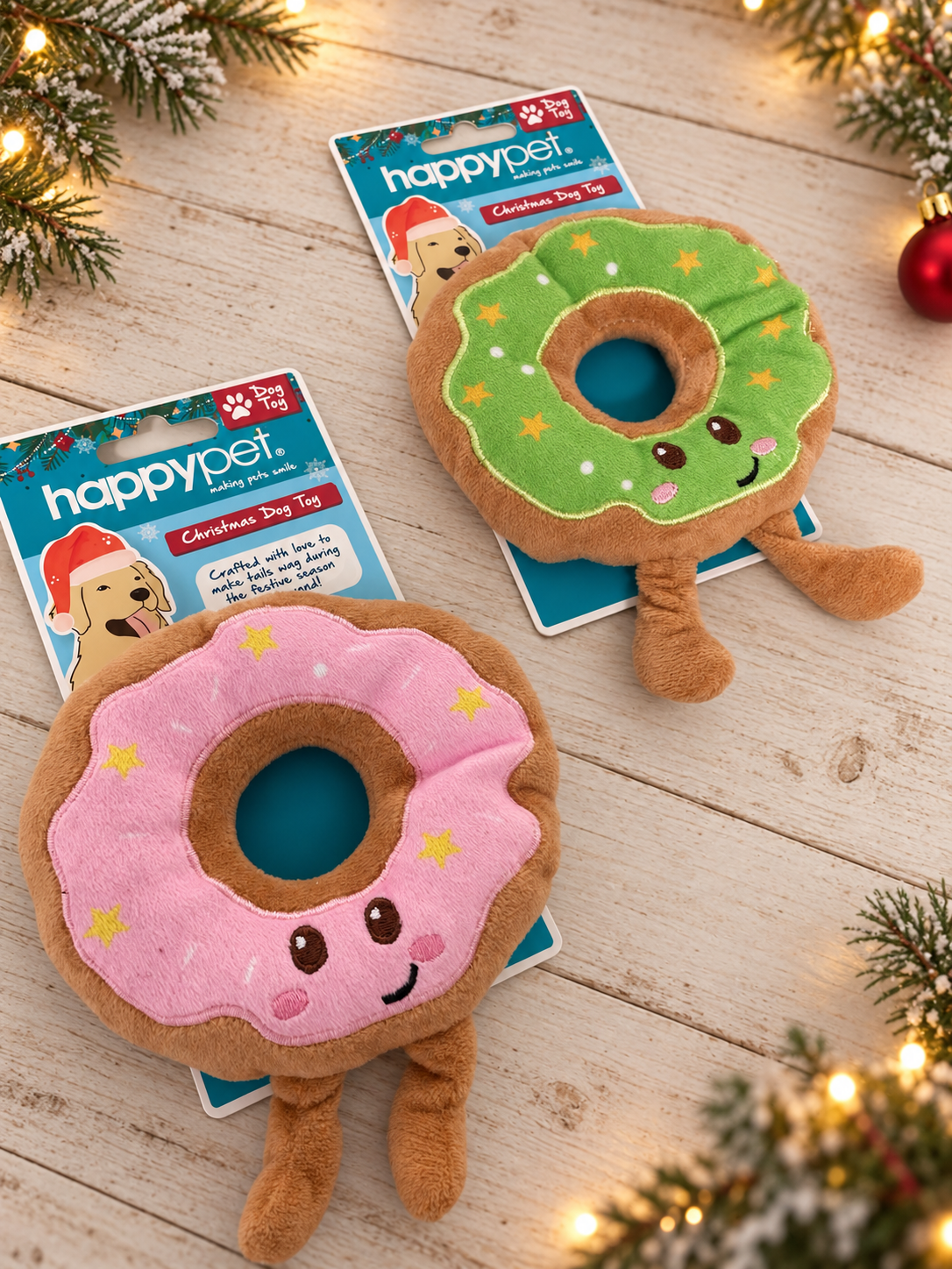 Festive Donut Plush Toy – Squeaky & Crinkle
