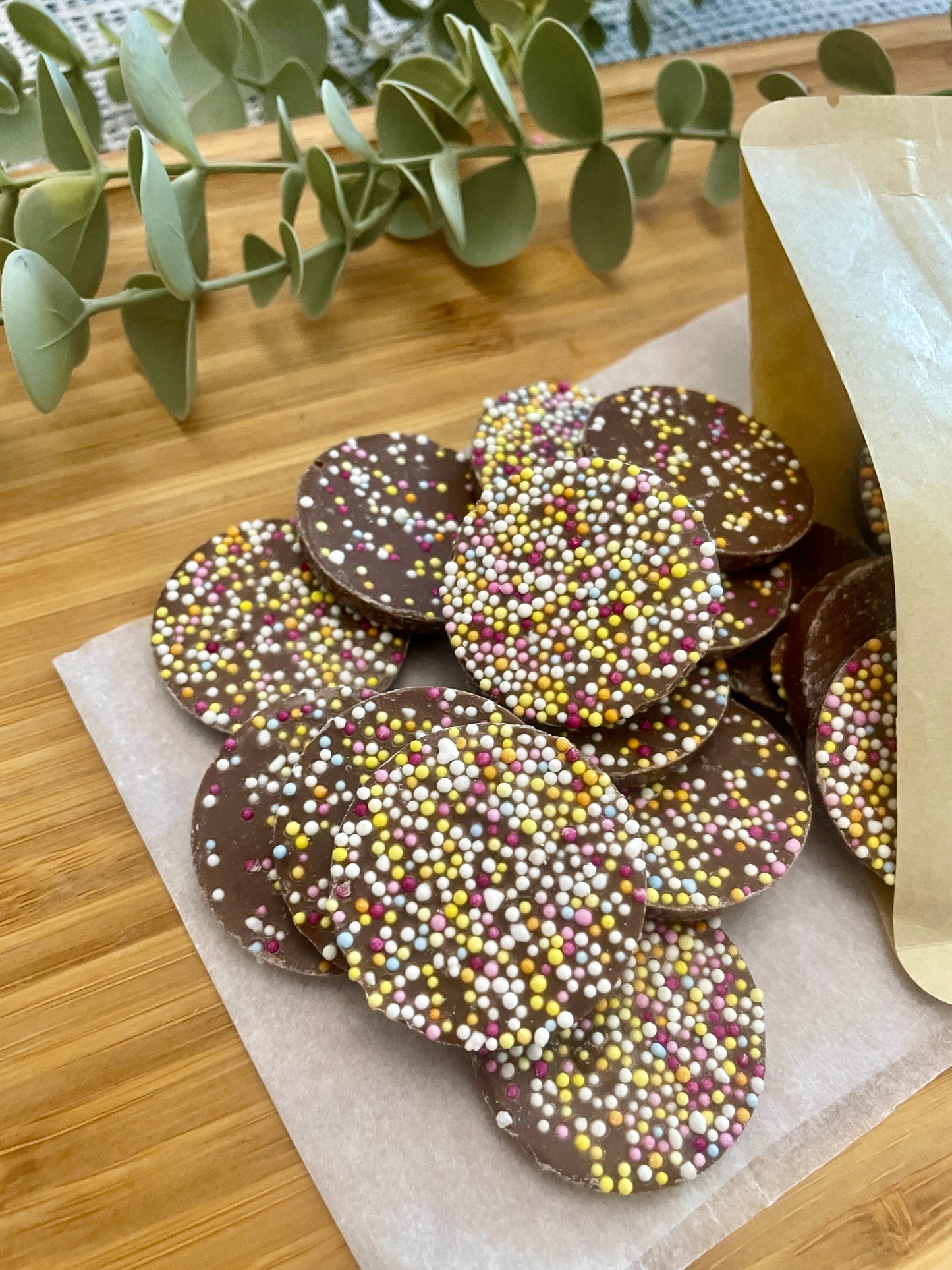 Doggy Chocolate Sprinkle Coins – Fun, Colourful Dog Treats in Strawberry, Milky & Carob