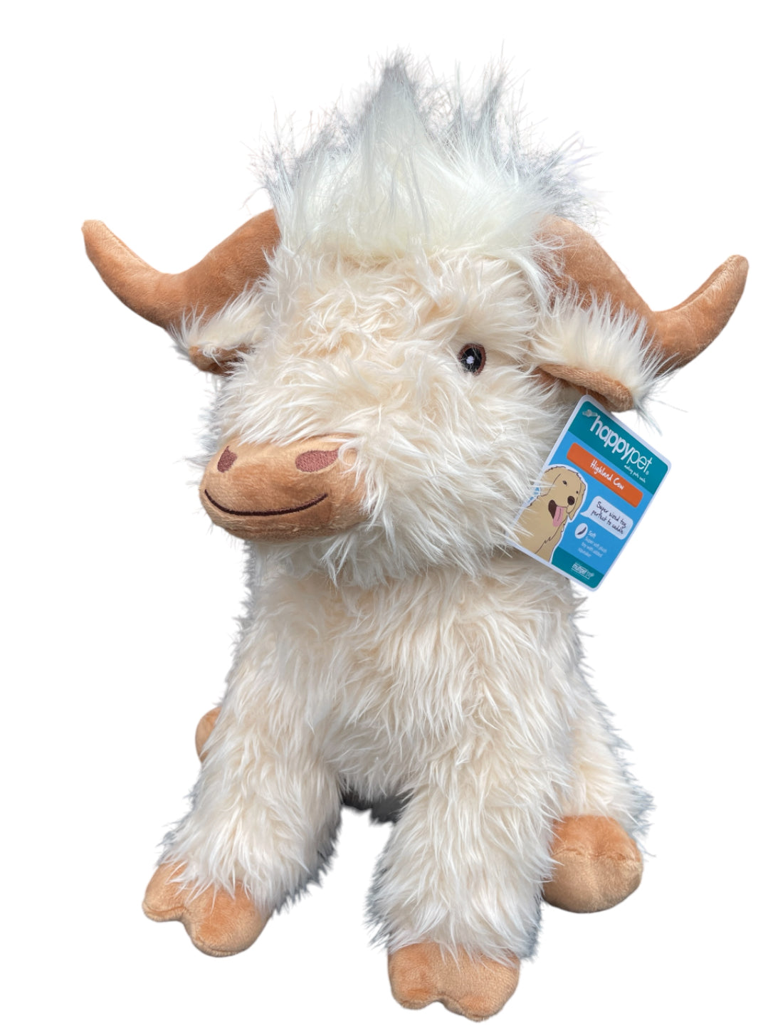 Jumbo Cream Highland Cow Dog Toy – Large Plush Squeaky Toy for Dogs