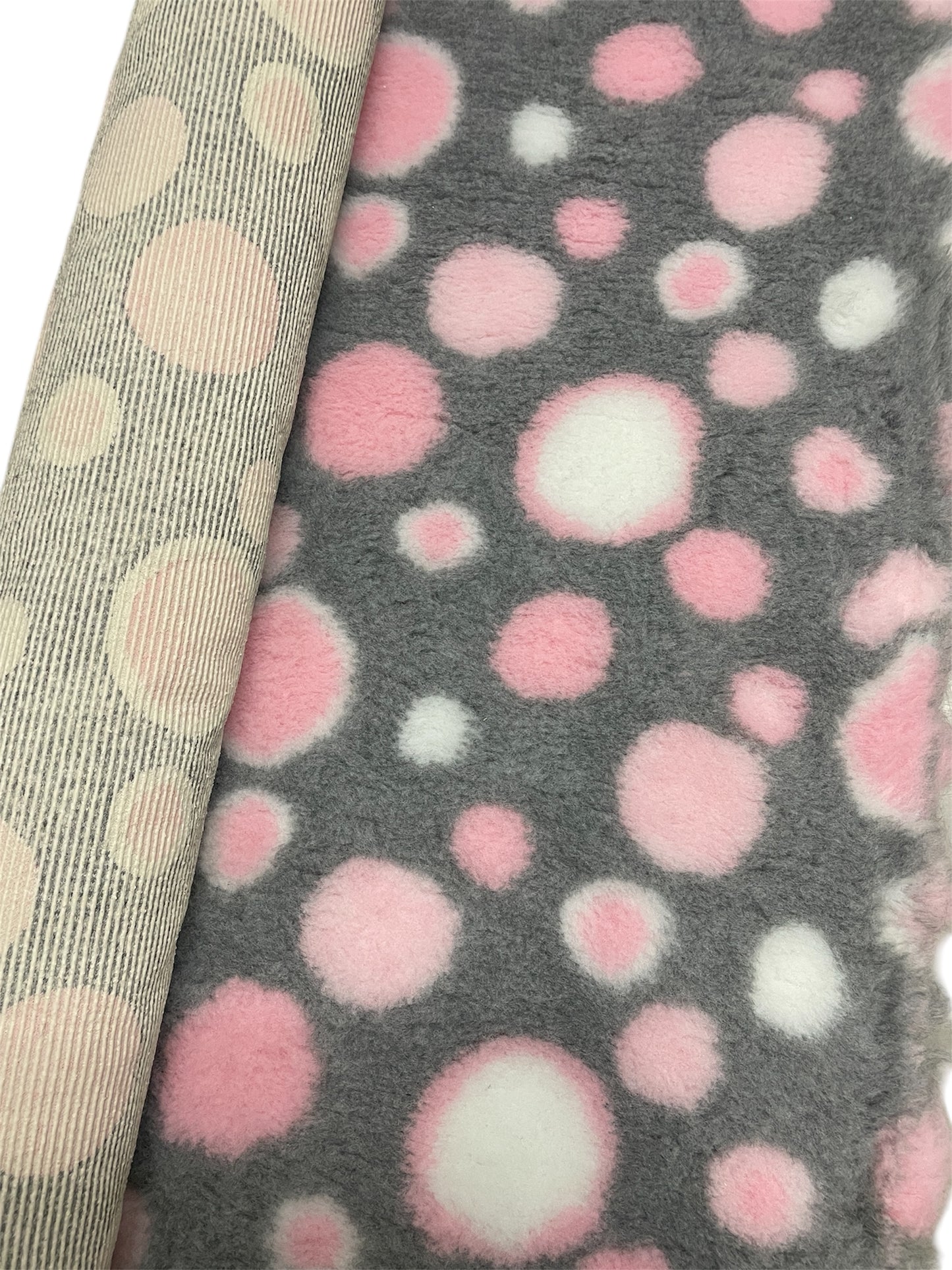 Grey with Pink Bubbles Non Slip Design Premium Non Slip Vet Bedding