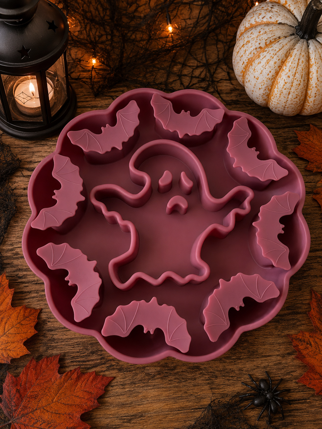 Halloween Spooky Ghost & Bat Enrichment Feeder with Suction Base – 3 Colours