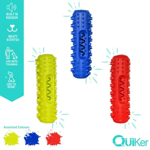 Smoked Meat Scented Baton Dog Toy, Squeaker & Treat Paste-Friendly Design
