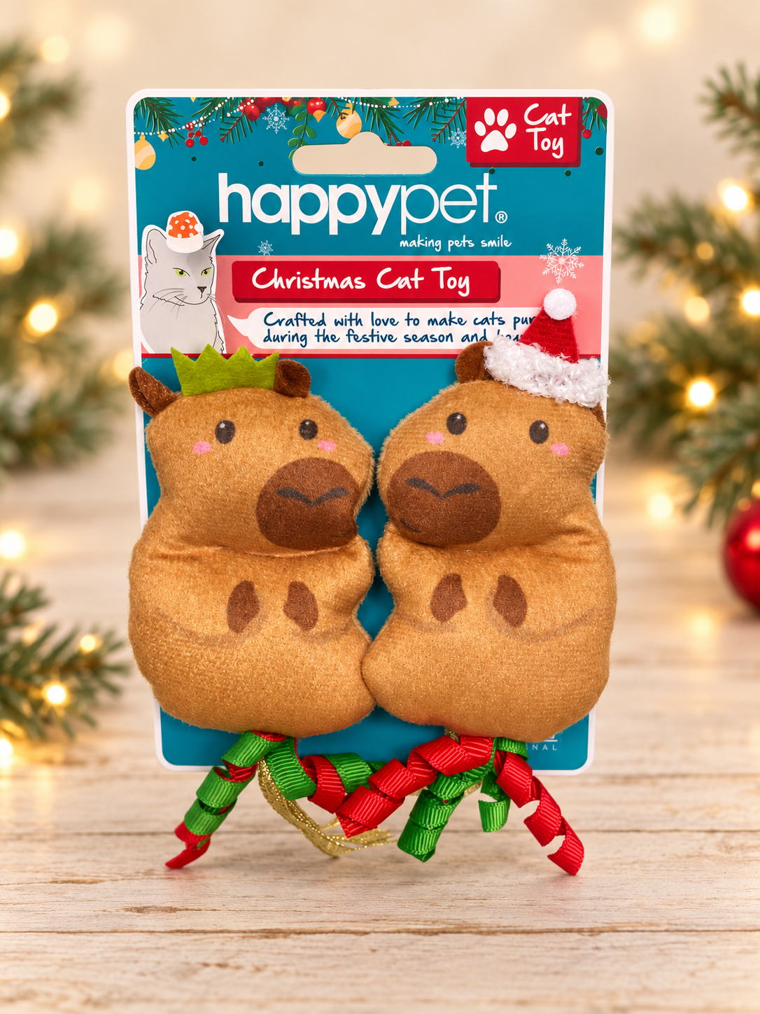 Corby Capybara Christmas Cat Toys – 2 Pack