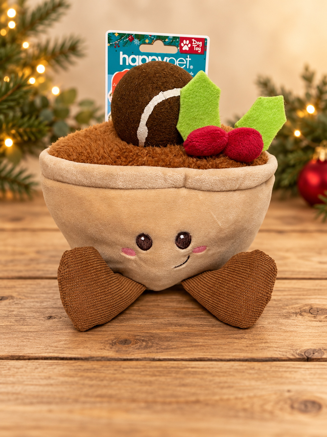 Mince Pie Plush Christmas Toy with Removable Tennis Ball