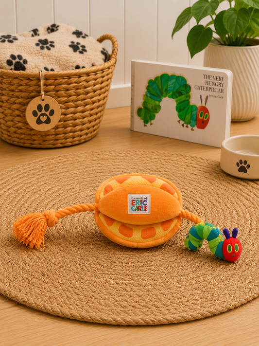 The Very Hungry Caterpillar™ Orange Rope Tug Dog Toy | Plush Squeaky Tug Toy | 38cm