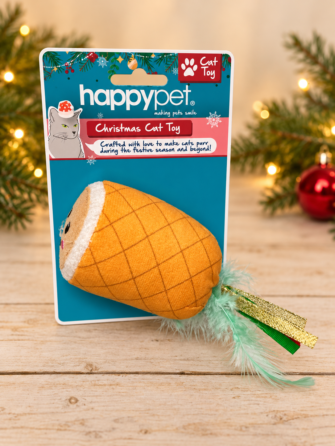 Christmas Ham Shaking Cat Toy – Pull-Cord Action