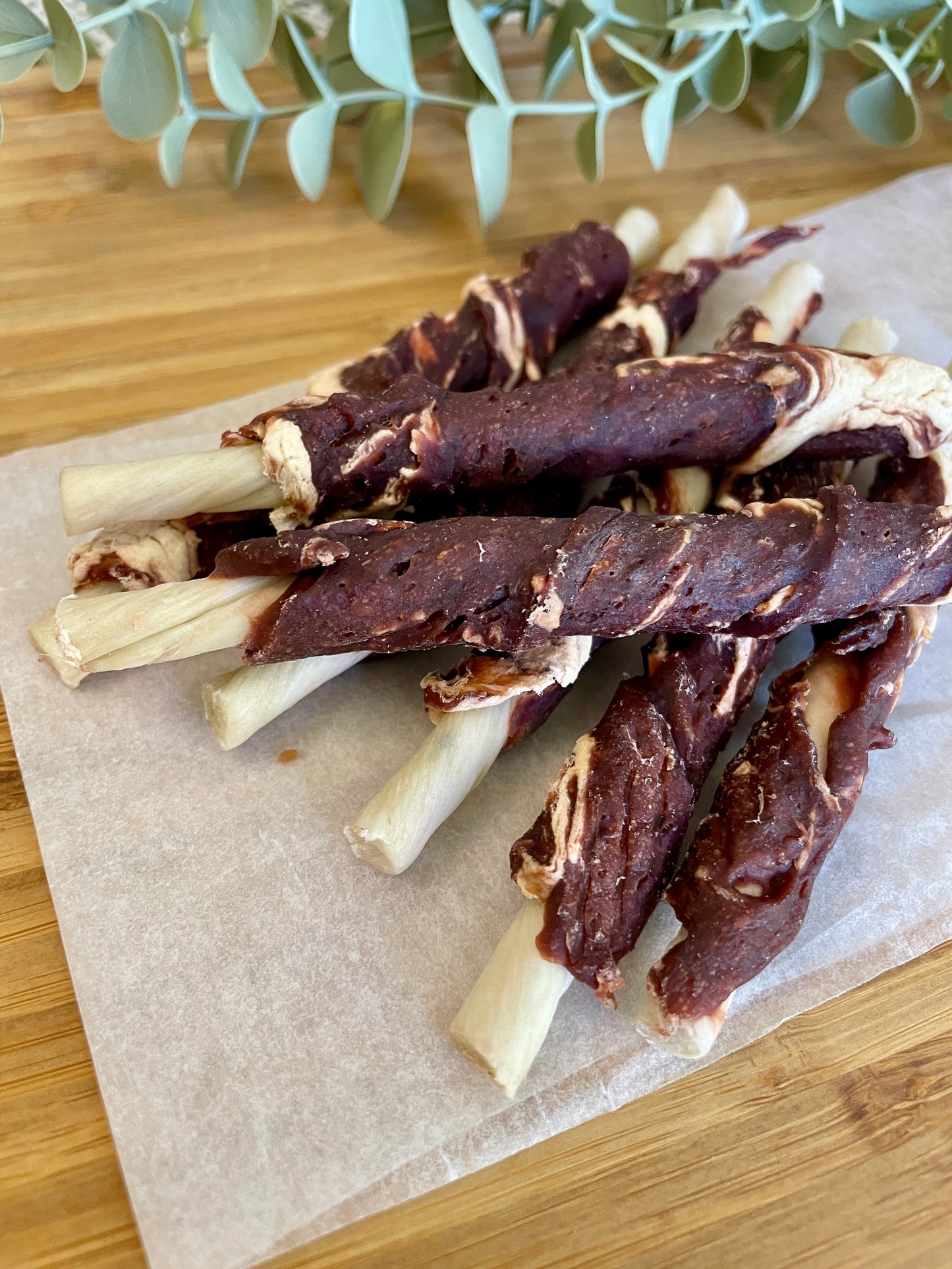 Rabbit & Cod Wrapped Rawhide Sticks (Pack of 10)