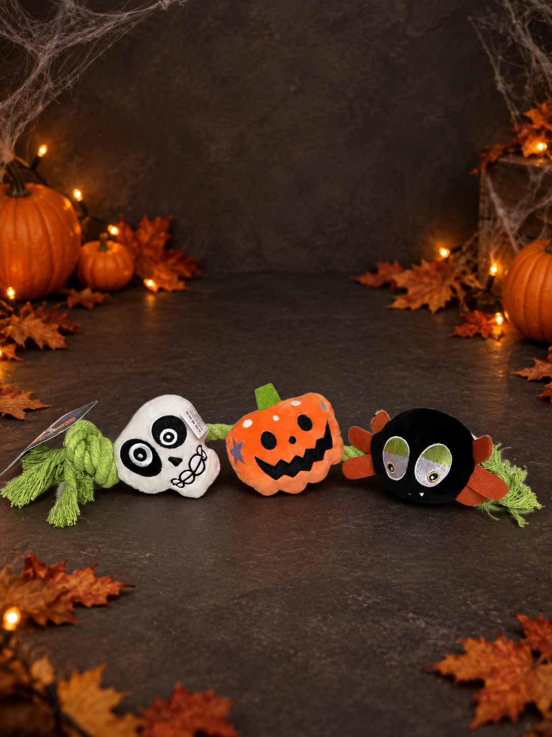 Halloween Skull, Pumpkin & Spider Rope Tug Dog Toy
