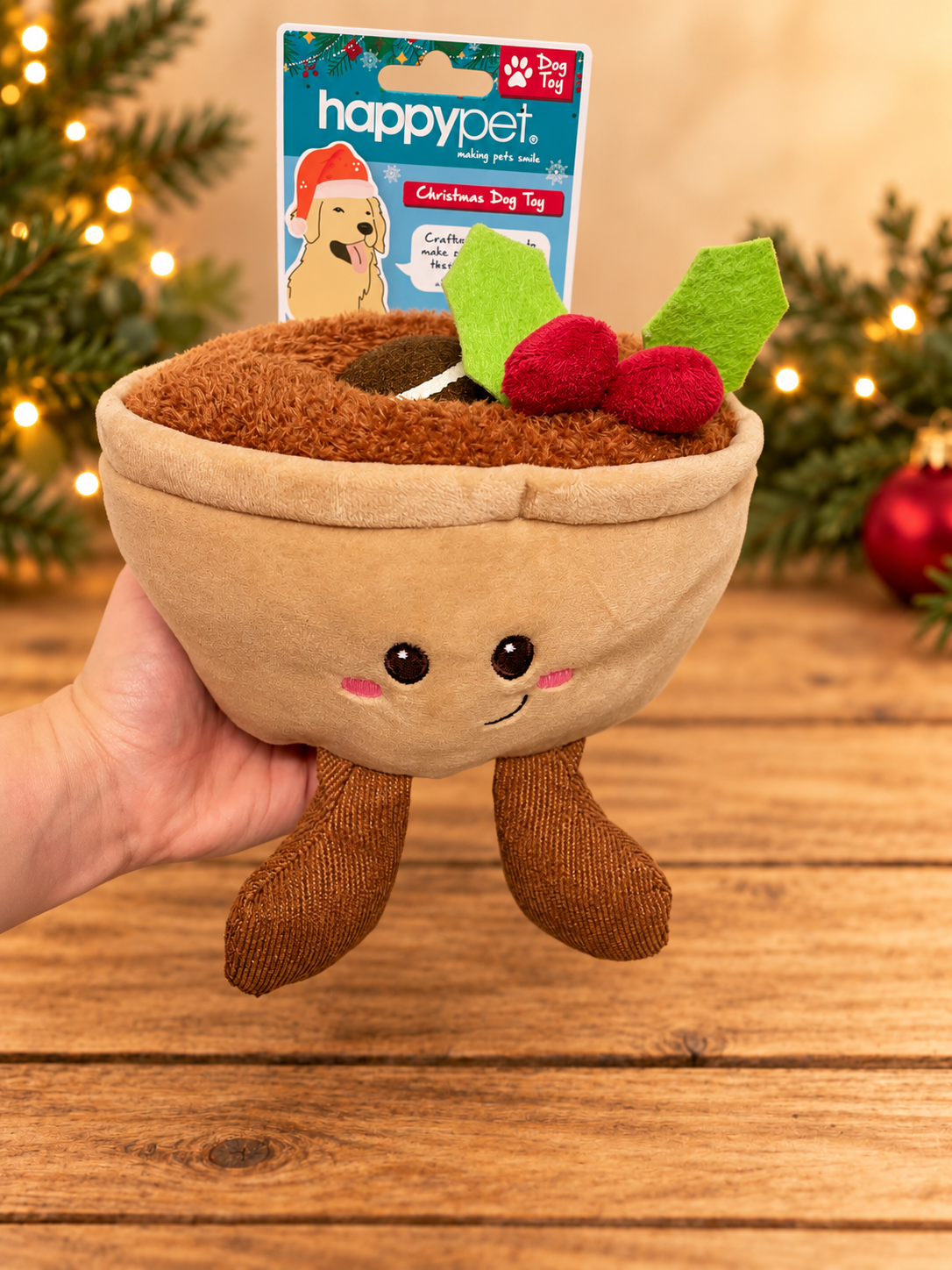Mince Pie Plush Christmas Toy with Removable Tennis Ball