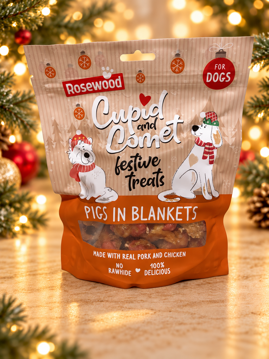 Cupid & Comet Pigs in Blankets Christmas Dog Treats 320g