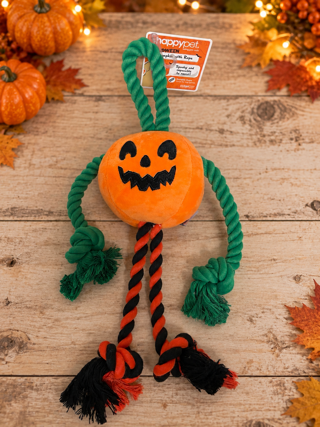 Happy Pet Pumpkin Rope Halloween Dog Toy