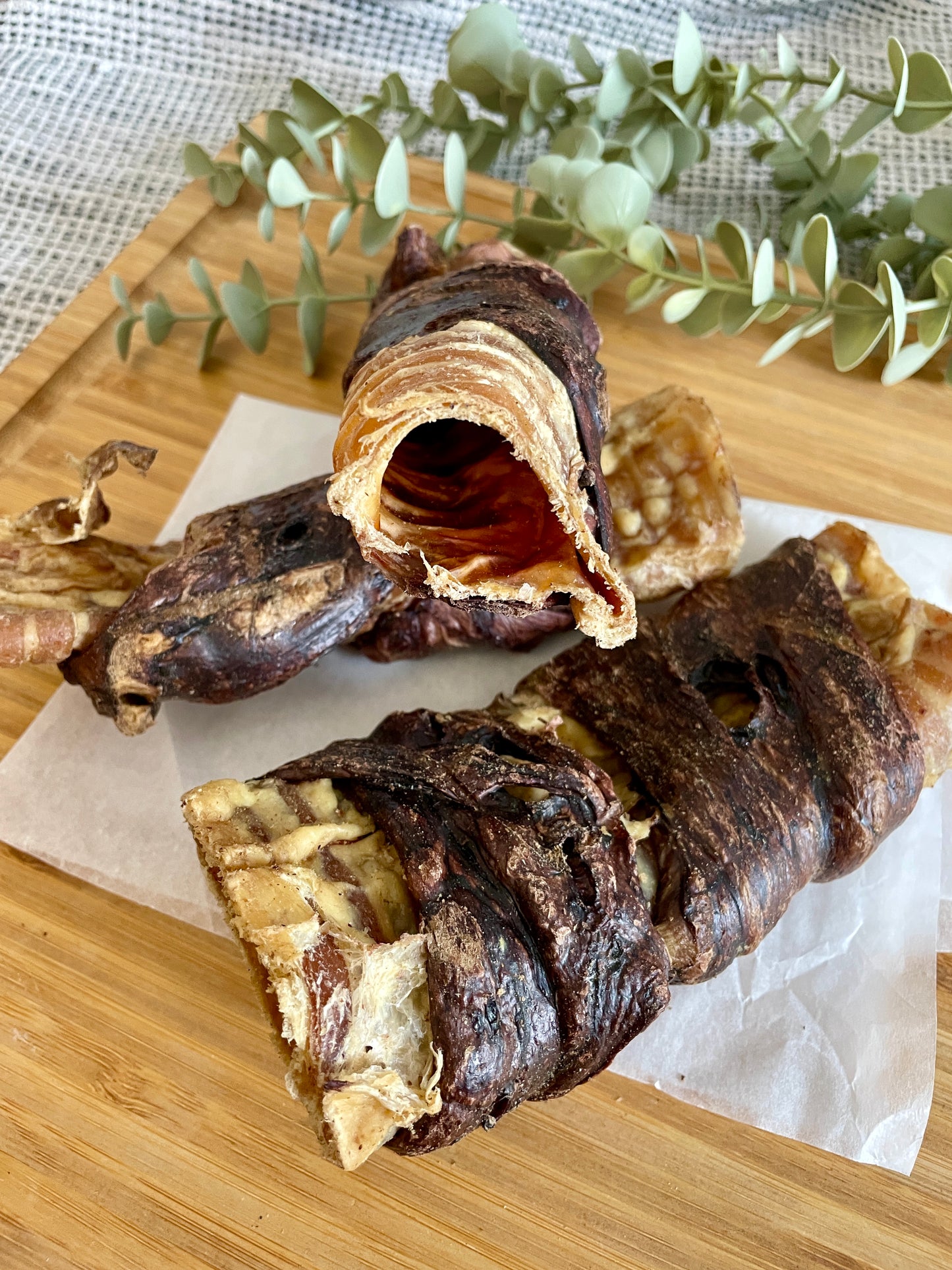 Buffalo Trachea Wrapped in Buffalo Lung for Dogs – Natural High Protein Dog Chew
