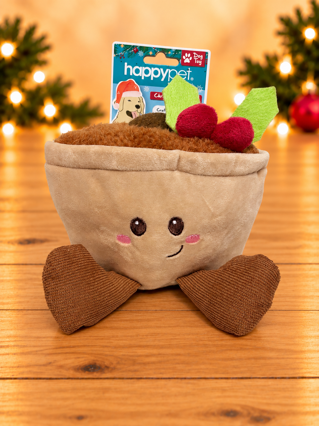 Mince Pie Plush Christmas Toy with Removable Tennis Ball