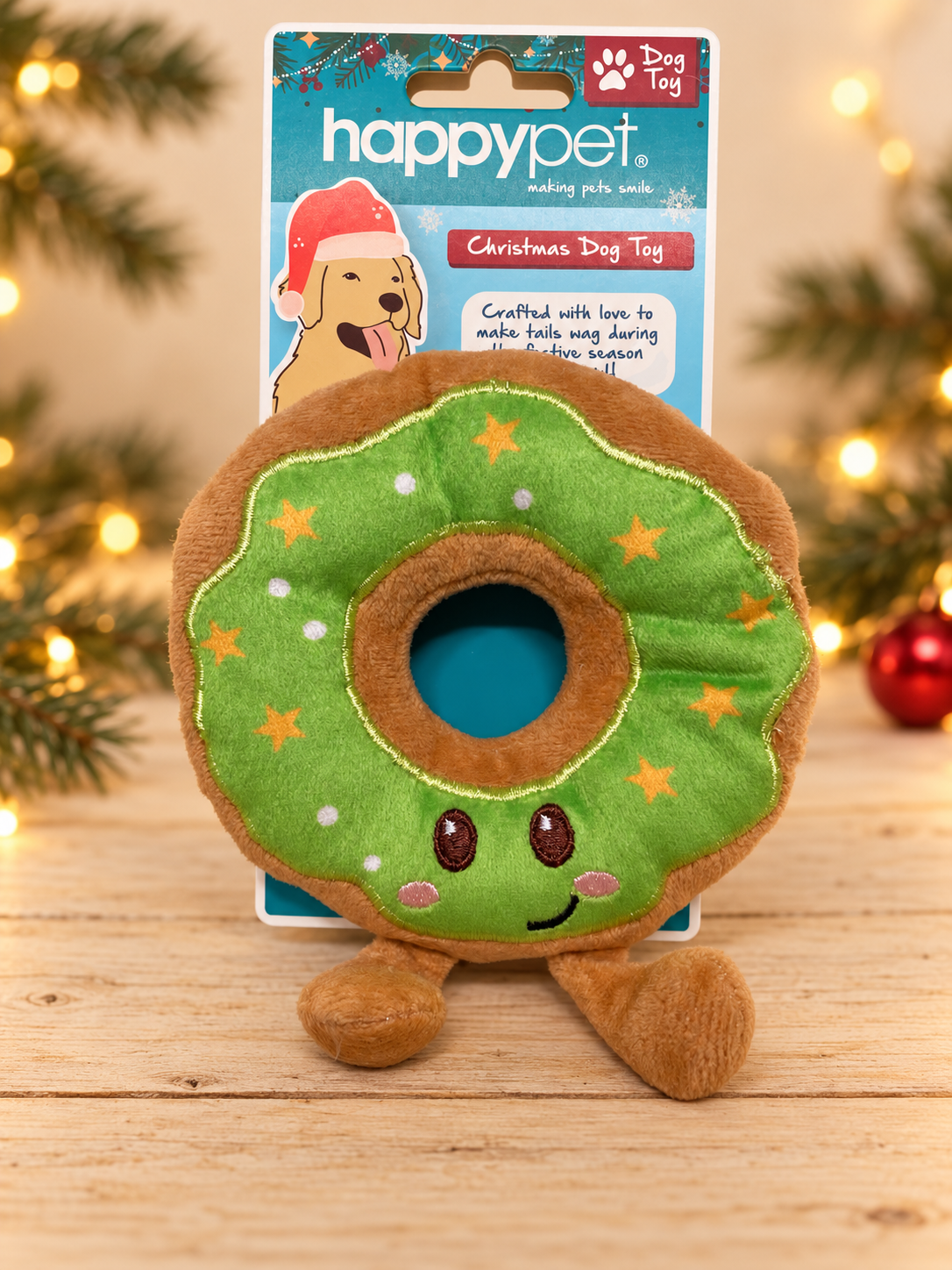 Festive Donut Plush Toy – Squeaky & Crinkle