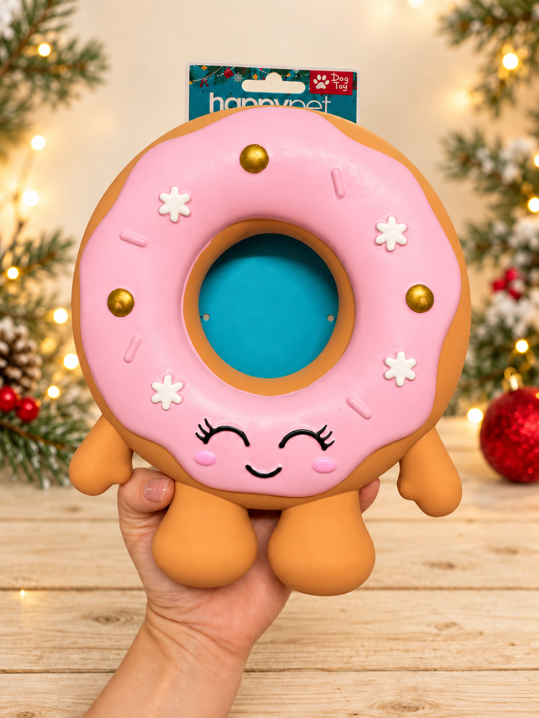 Giant Festive Donut Latex Dog – Super Squeaky