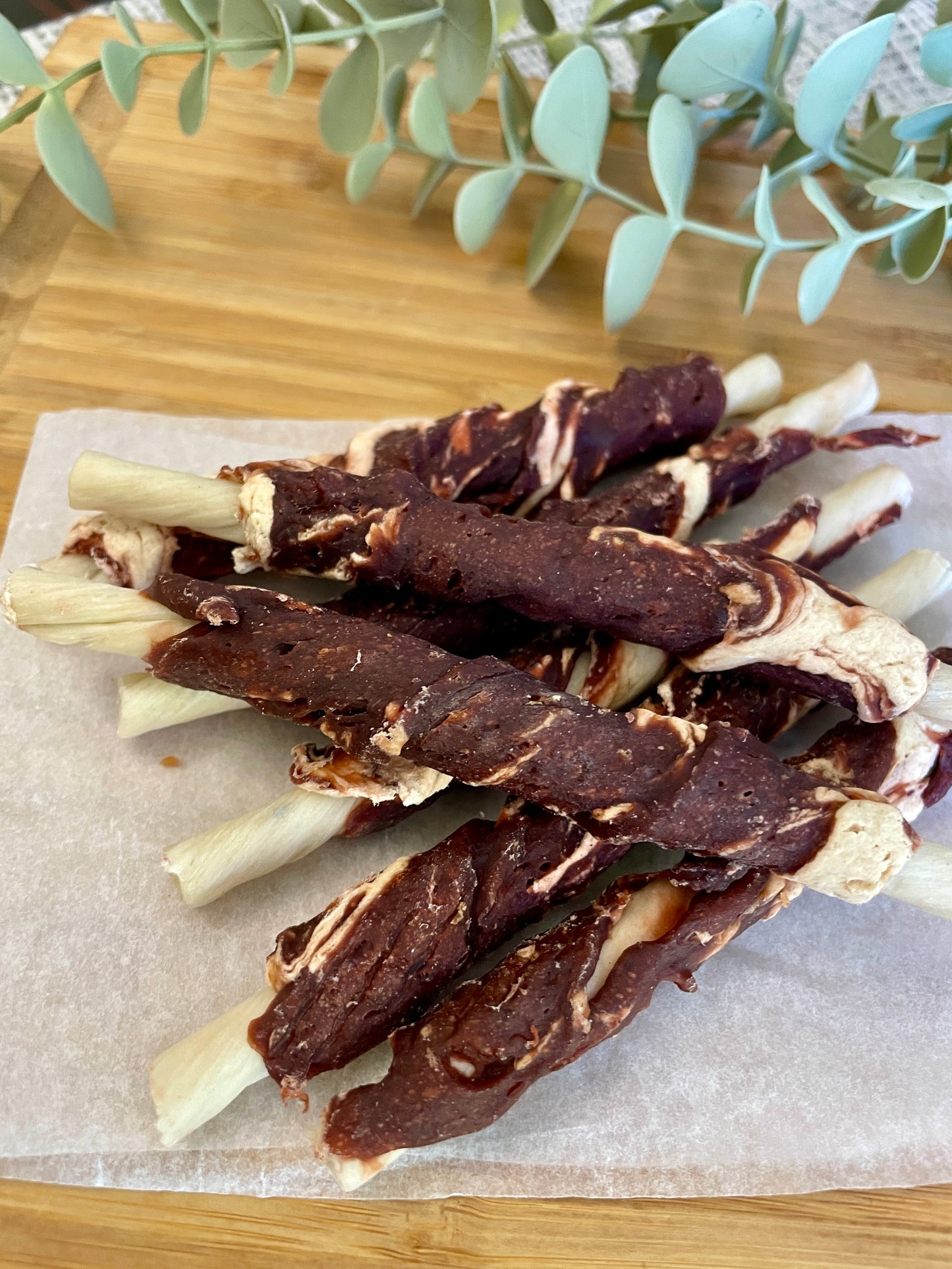 Rabbit & Cod Wrapped Rawhide Sticks (Pack of 10)