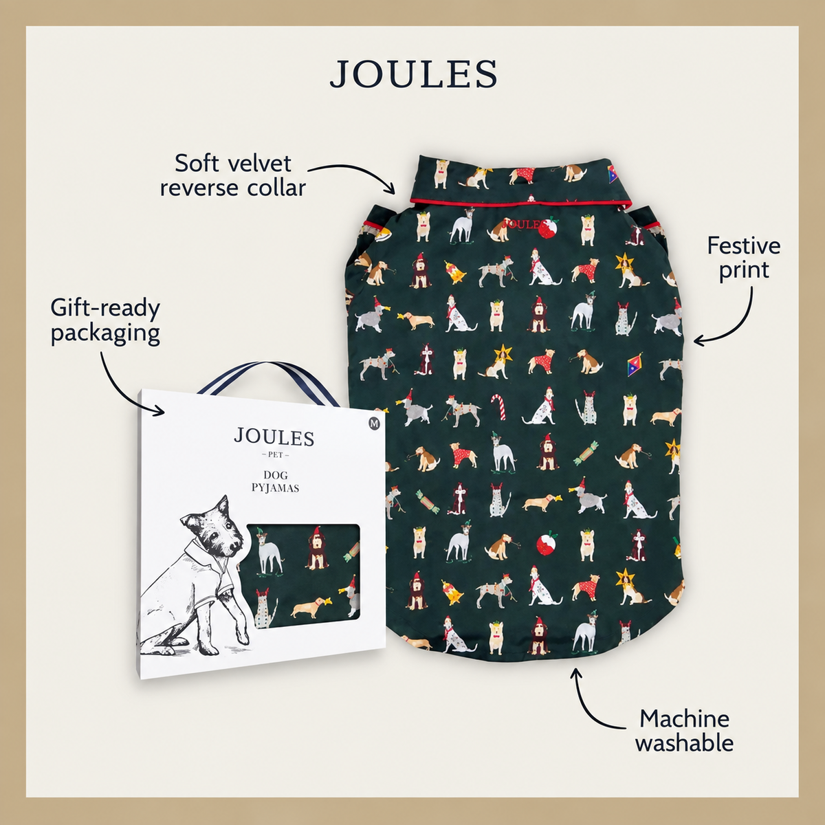 Joules Christmas Dog Pyjamas – Small, Medium & Large