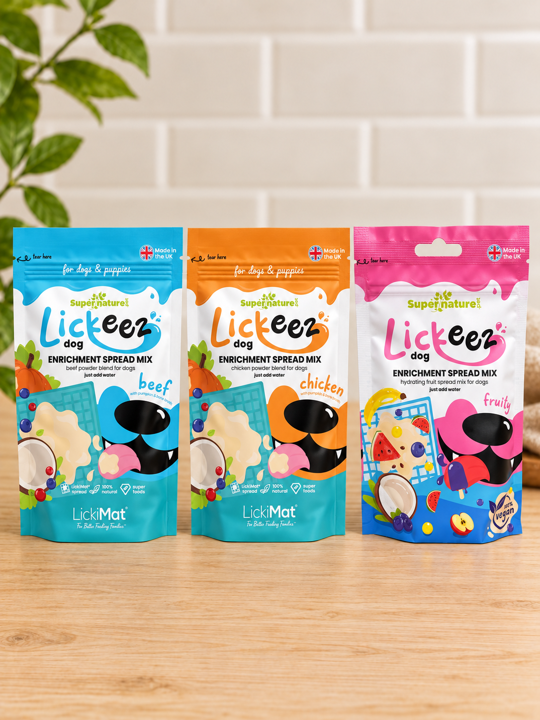 Supernature x LickiMat Lickeez Dog Enrichment Spread Mix – Chicken, Beef or Fruity 100g