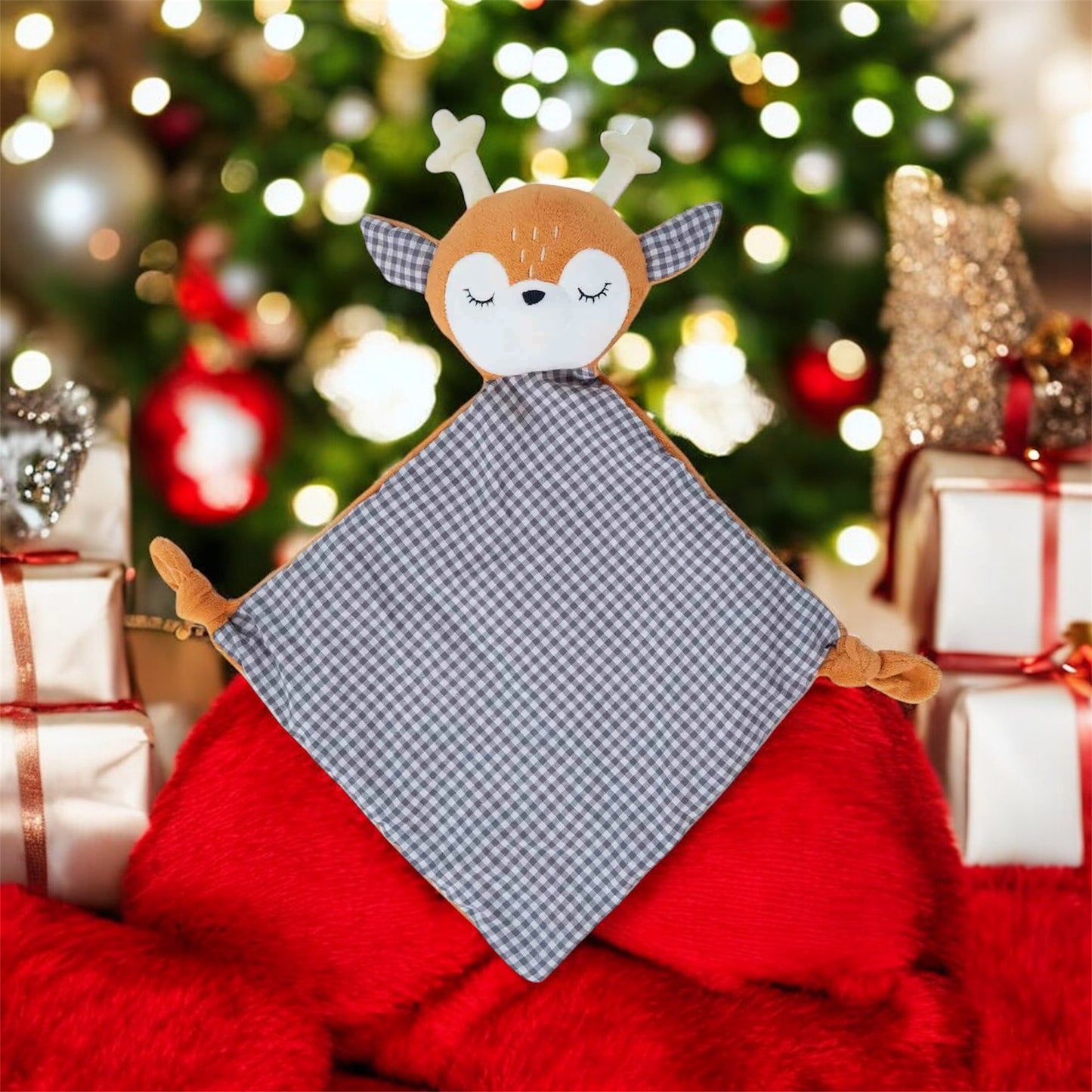 Ronnie Reindeer Crinkle Soft Xmas Comforter