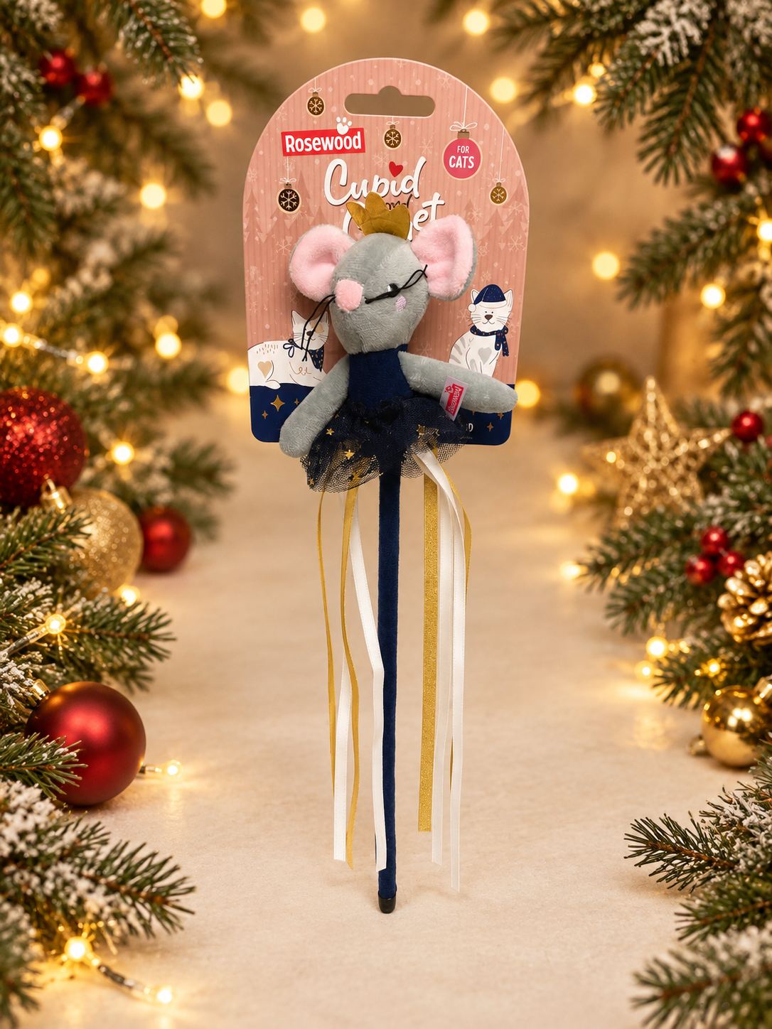 Cupid & Comet Marie Mouse Christmas Cat Teaser Wand